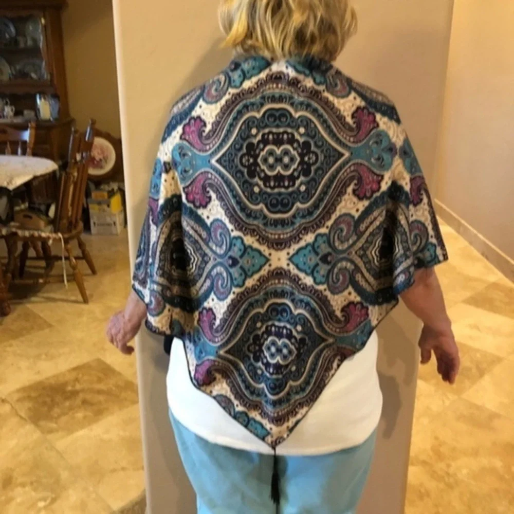 Navy Triangle Reversible Shawl
